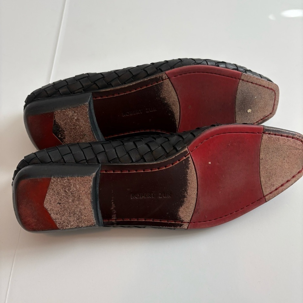 Robert Zur Black Woven Leather Flats - Picture 8 of 8